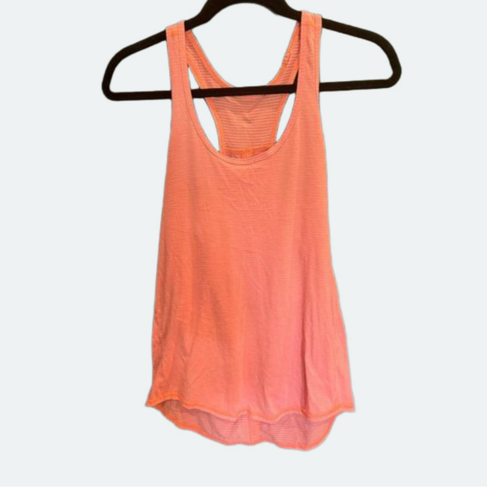 Lululemon Key Hole Slit Tank Scoop Neck Racerback Shirt Pink Coral  sz 6 8